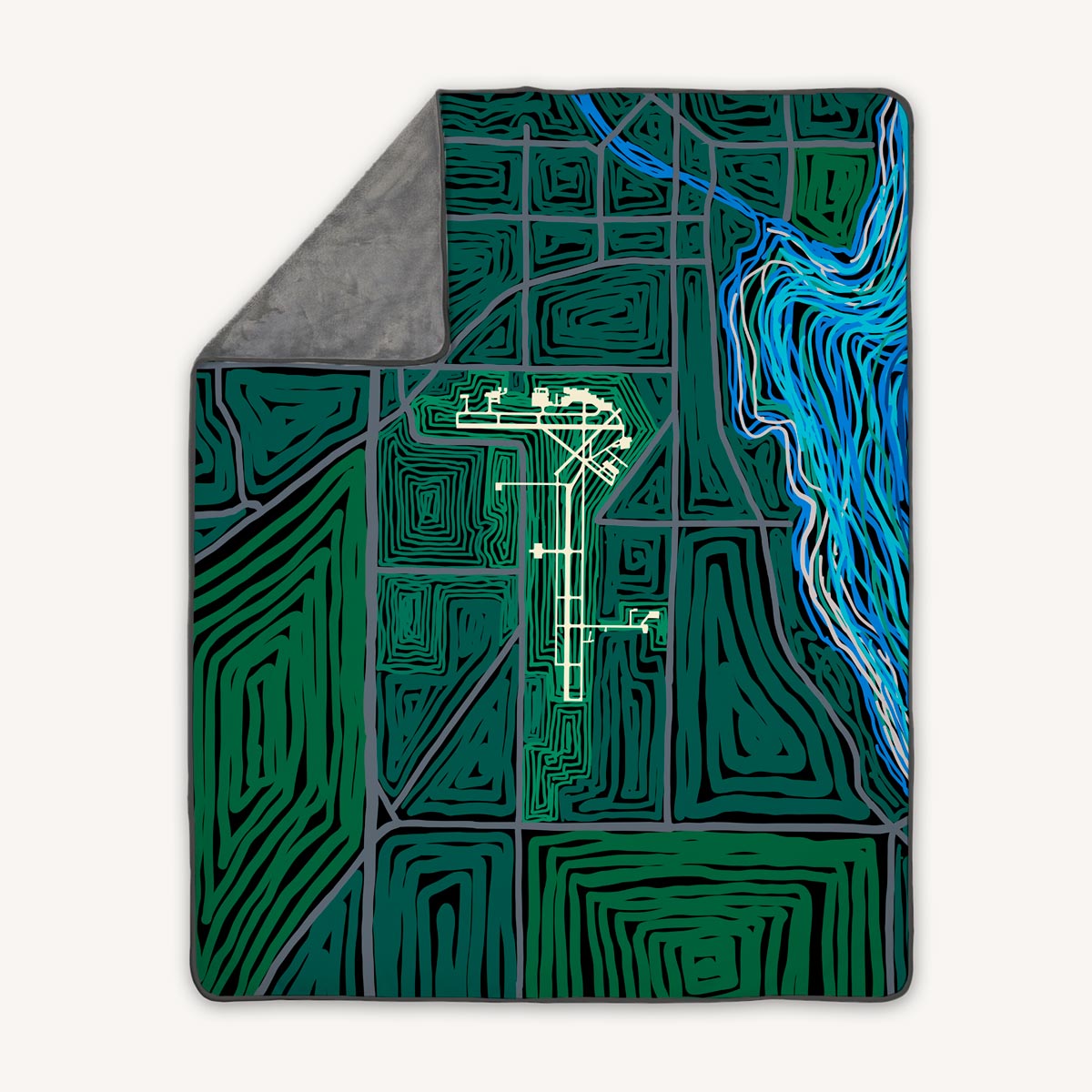 Premium fleece blanket featuring Whitman airport from above