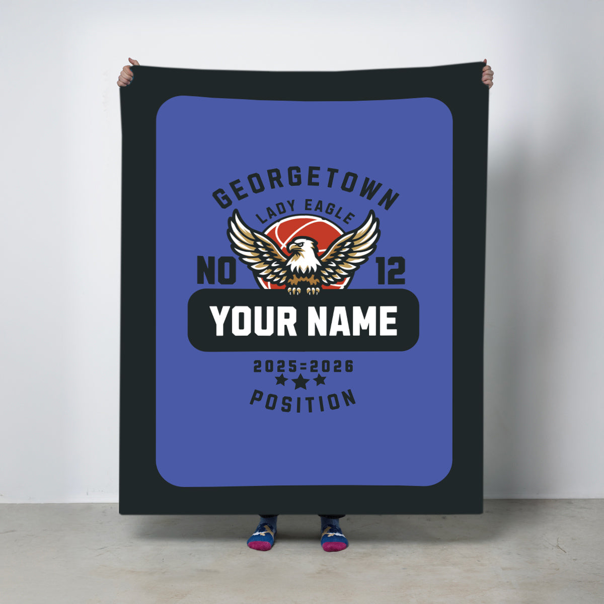 Lady Eagle Basketball Custom - Fleece Throw Blanket