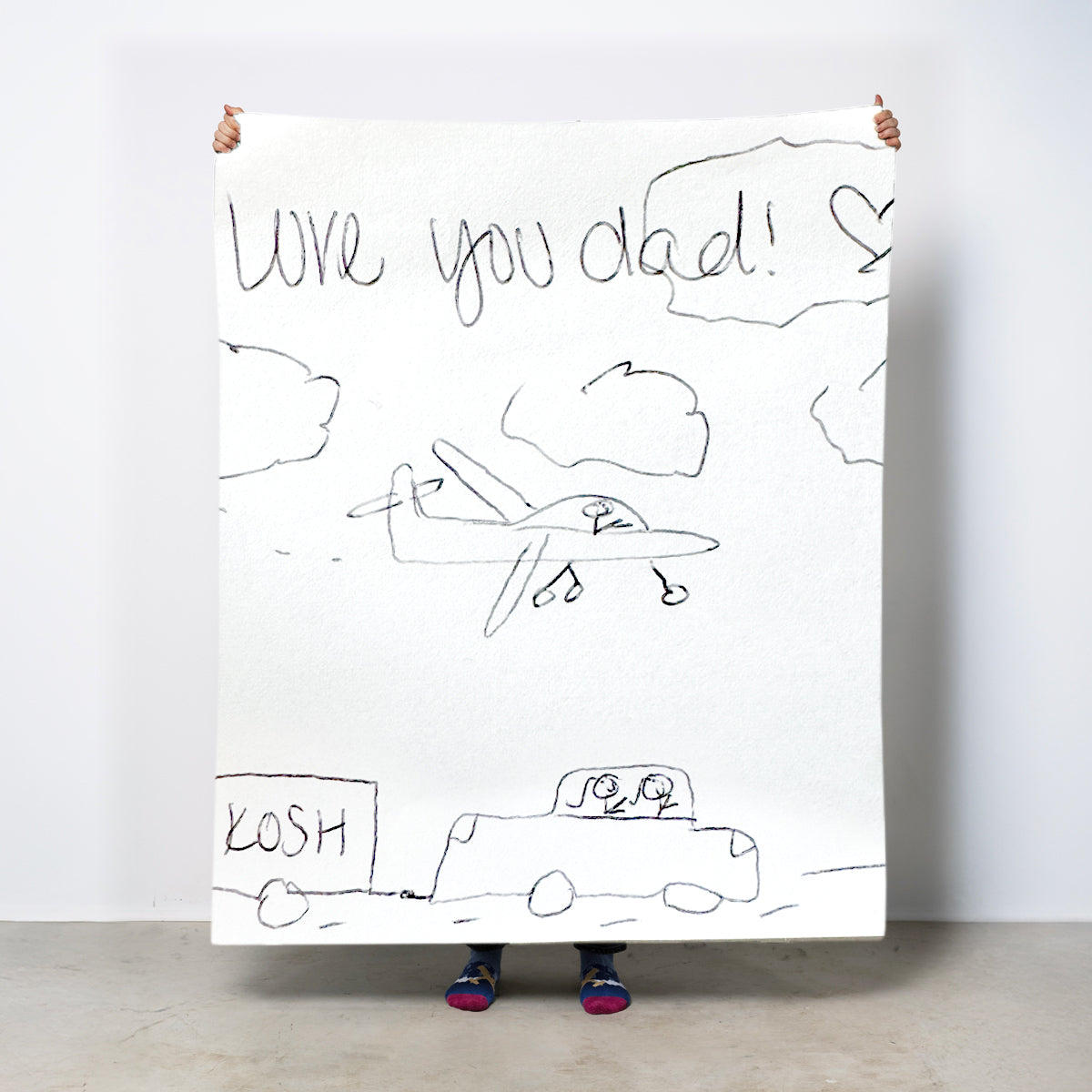 I love you dad! custom child's artwork fleece throw blanket
