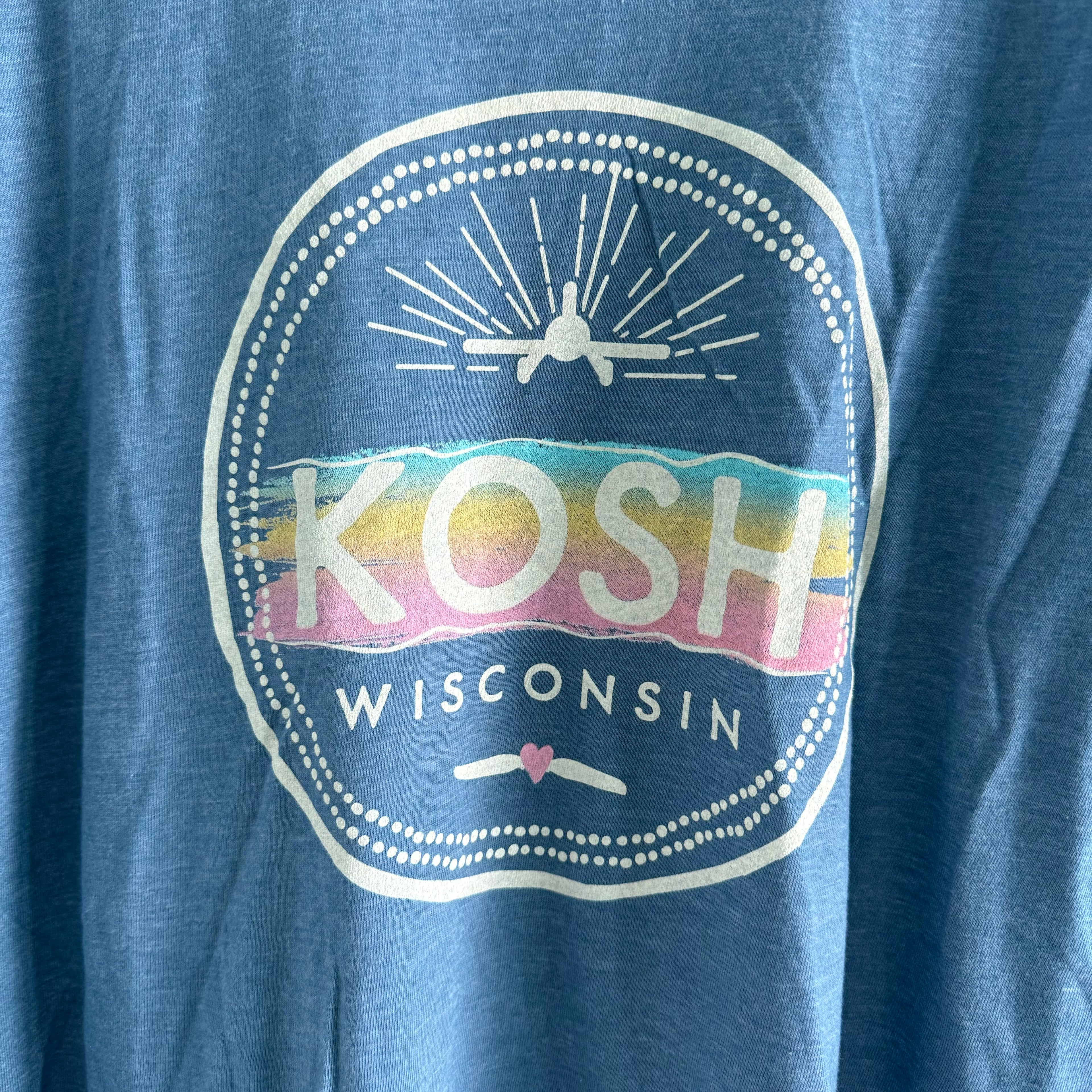 Oshkosh KOSH ladies t-shirt with airplane and propeller