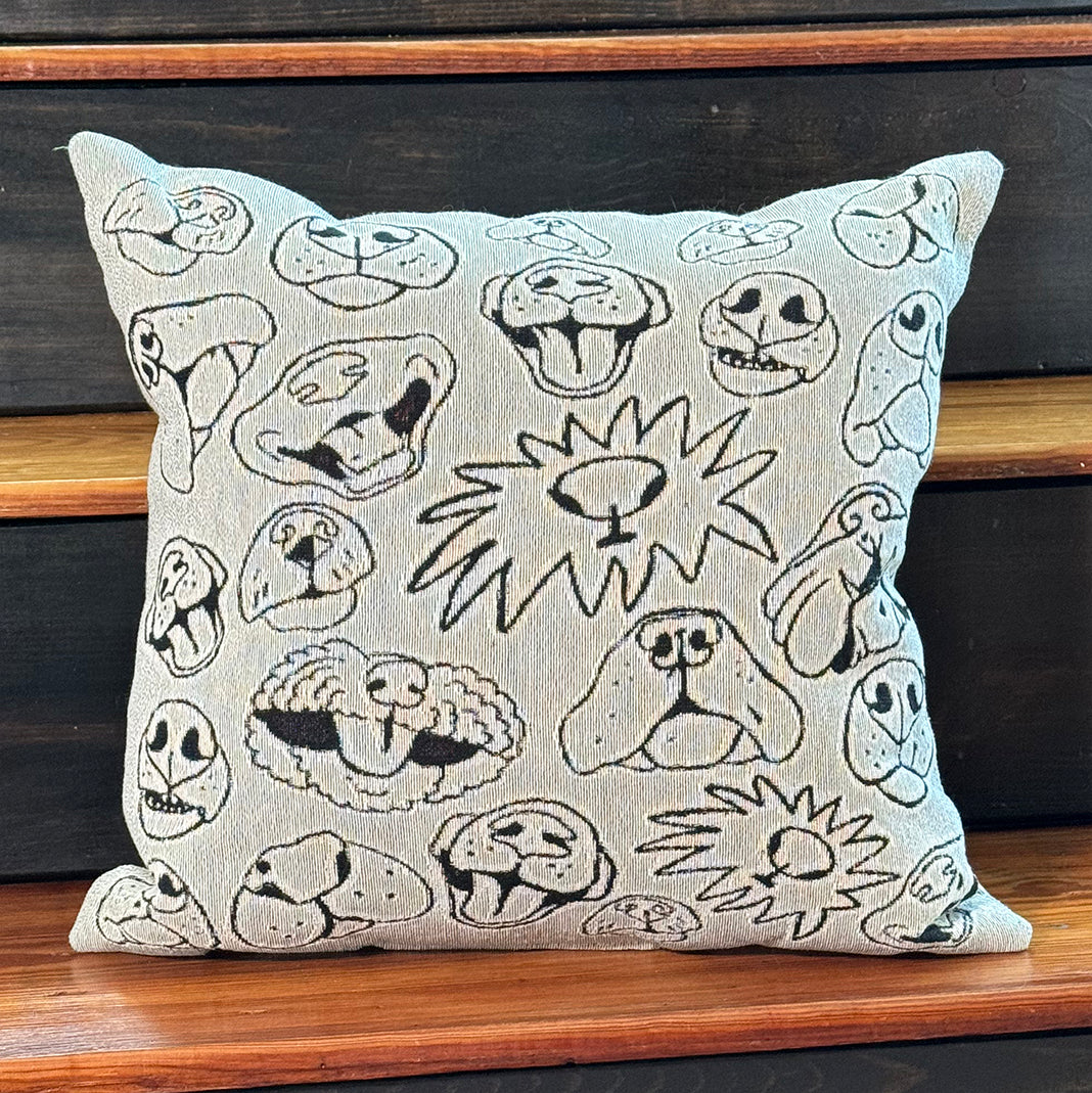 Woven throw pillow with dog noses