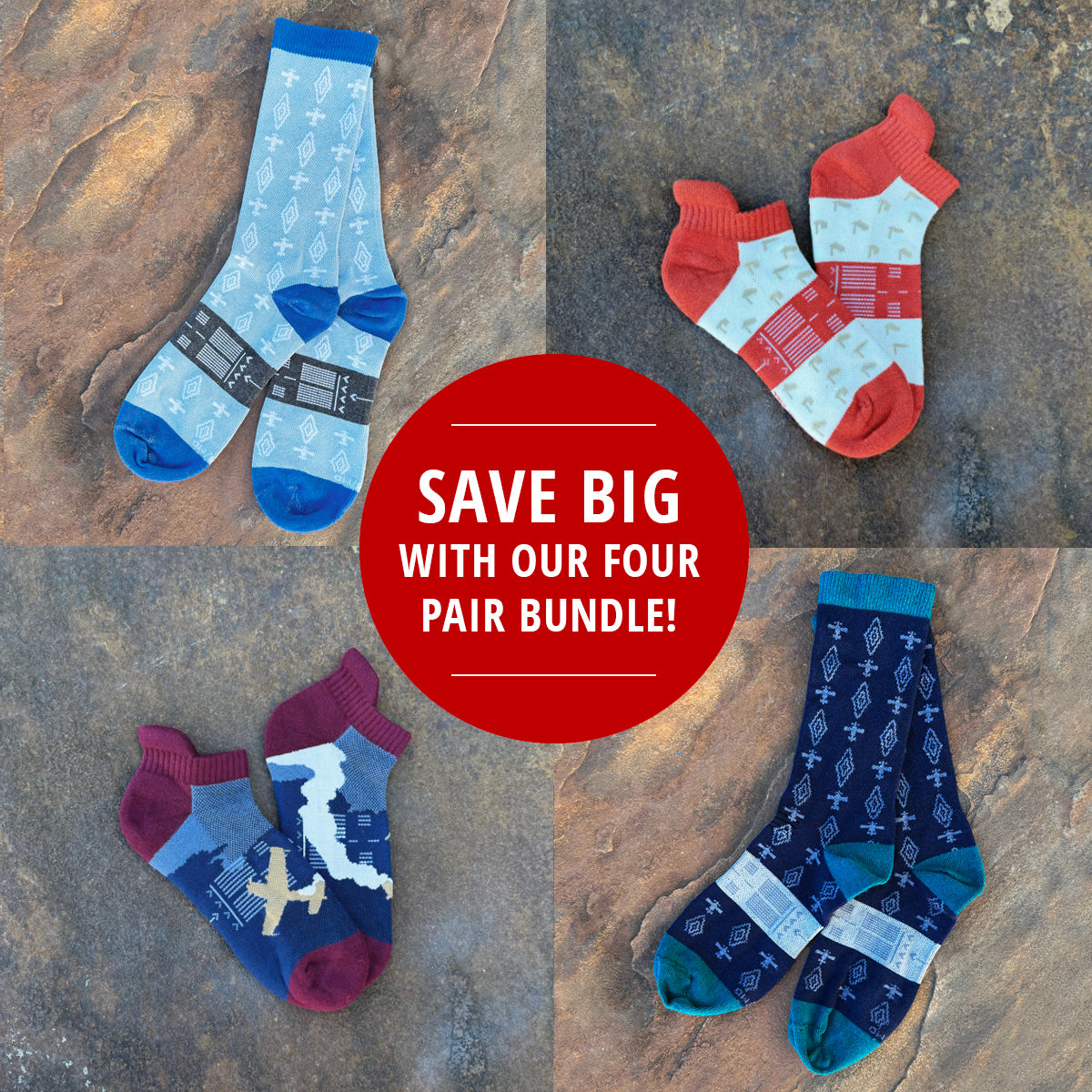 Save big on our four pair sock bundle from Barking Pixel Store