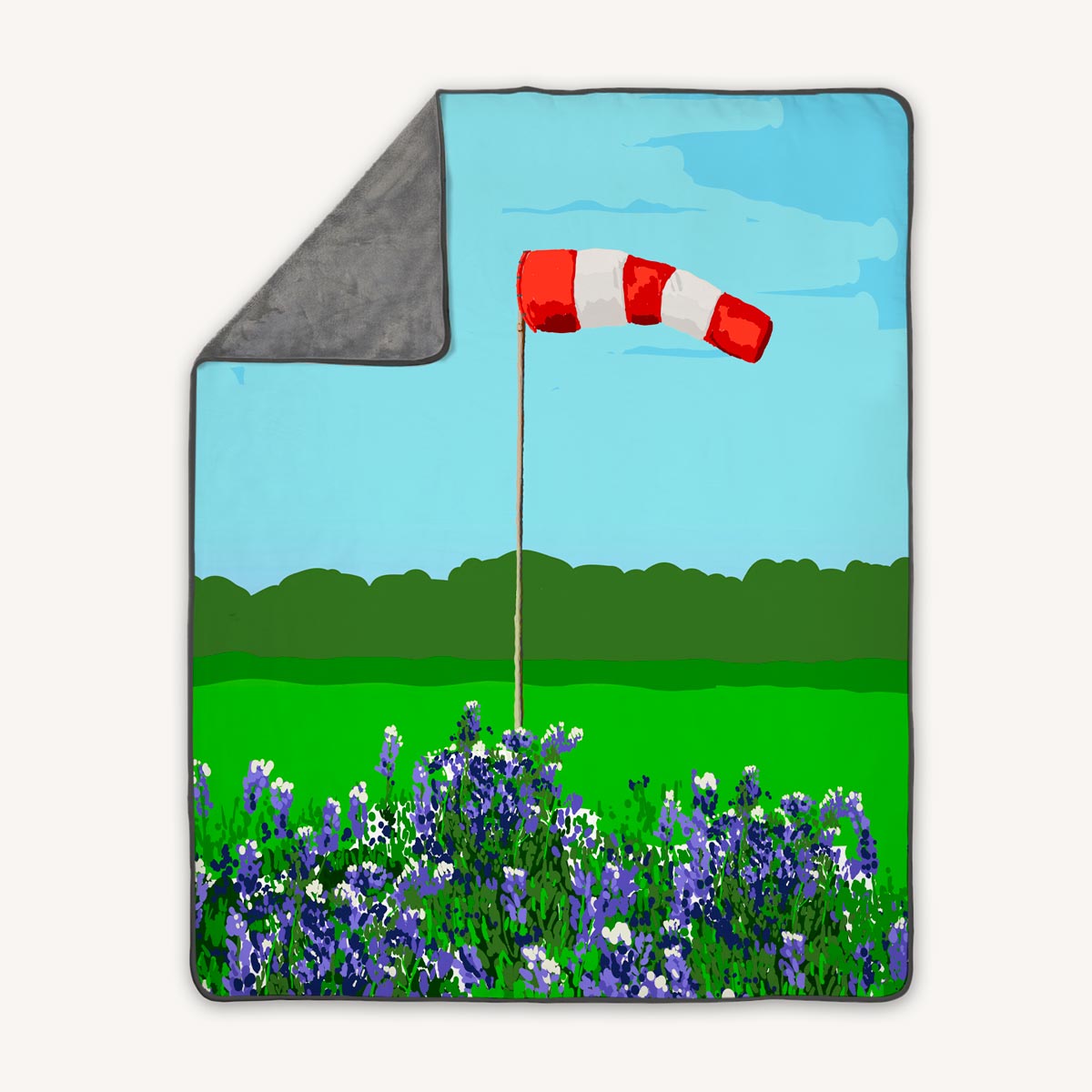 Fleece throw blanket windsock and bluebonnet flowers