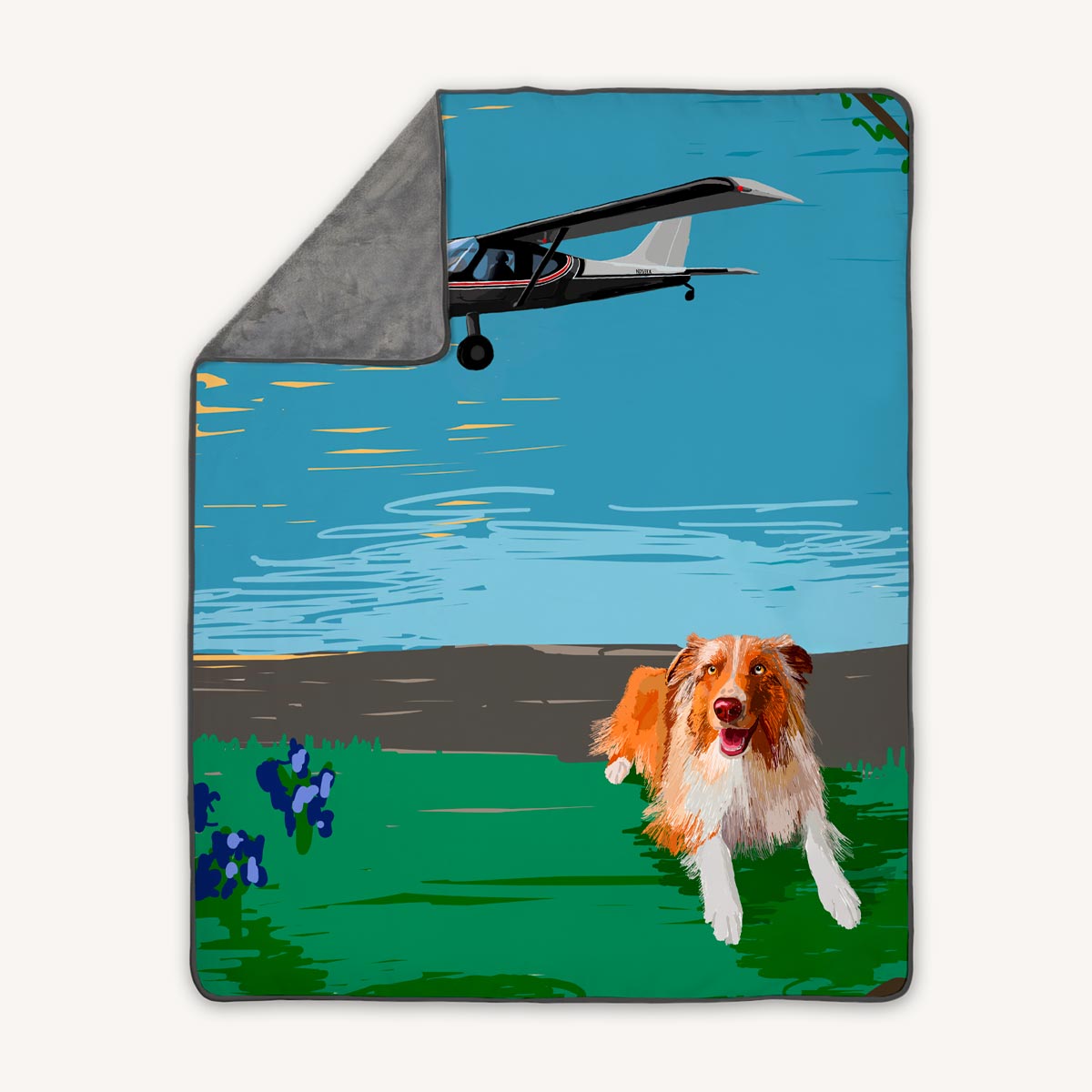 Premium fleece throw blanket custom dog custom airplane