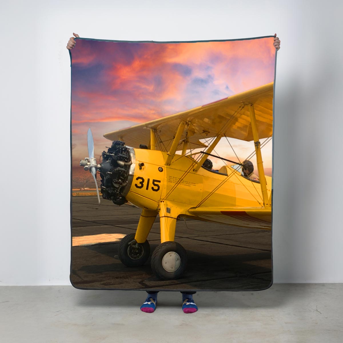 Custom photo fleece throw blanket with printed personal image on soft fleece fabric, perfect for cozy home use and photo gift blankets.