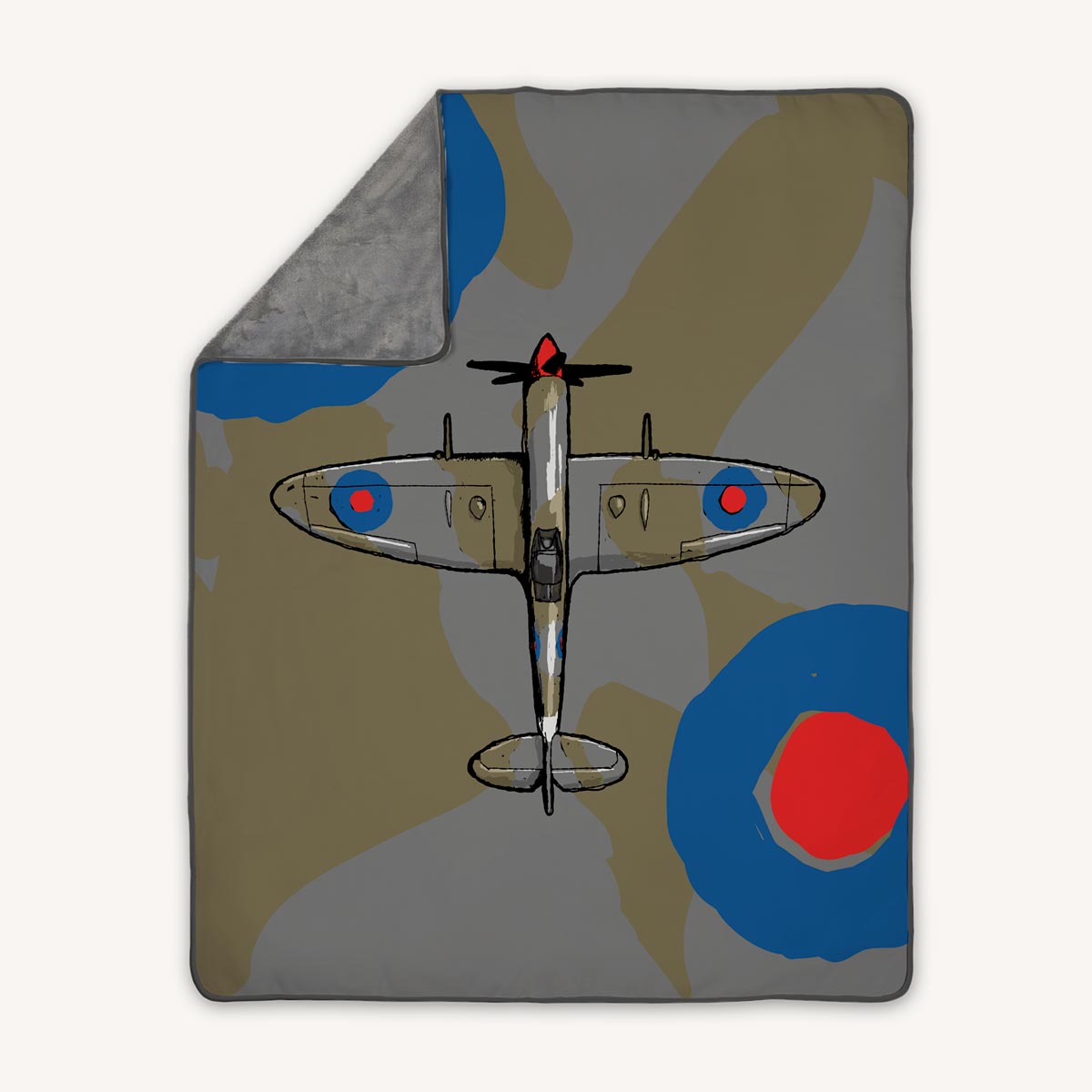 Premium fleece throw blanket WWII warbird airplane Supermarine Spitfire