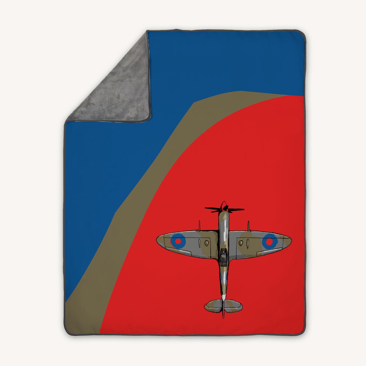 Premium fleece throw blanket WWII warbird airplane Supermarine Spitfire