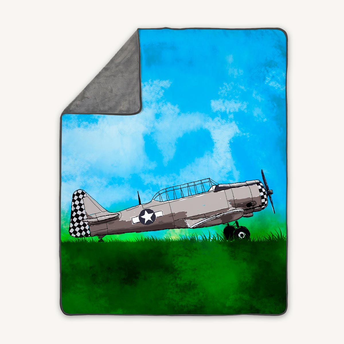 Premium Fleece throw blanket WWII warbird T-6 Texan