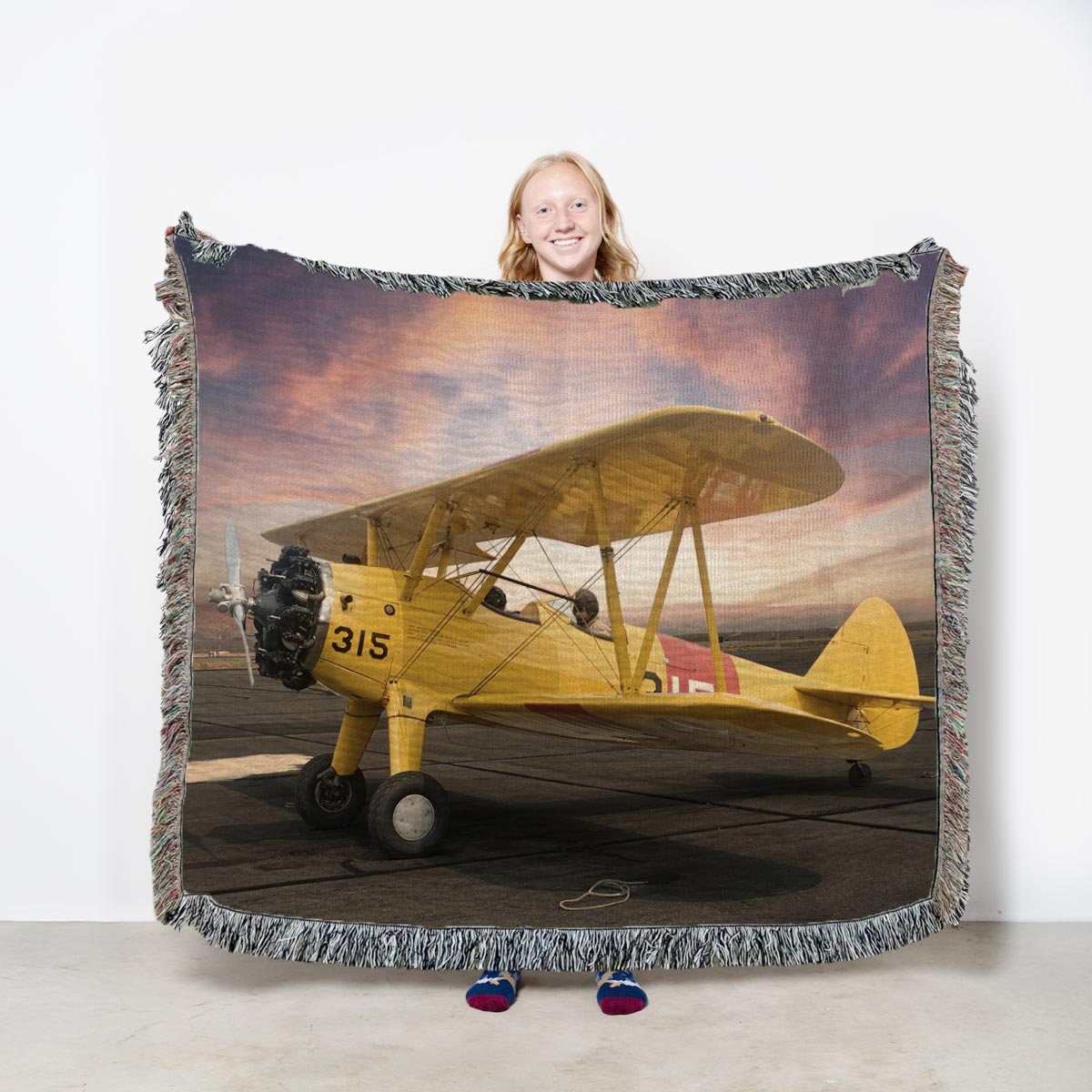 Custom photo woven throw blanket featuring woven artwork from a personal photo, premium heirloom-quality textile made for home decor and gifting.