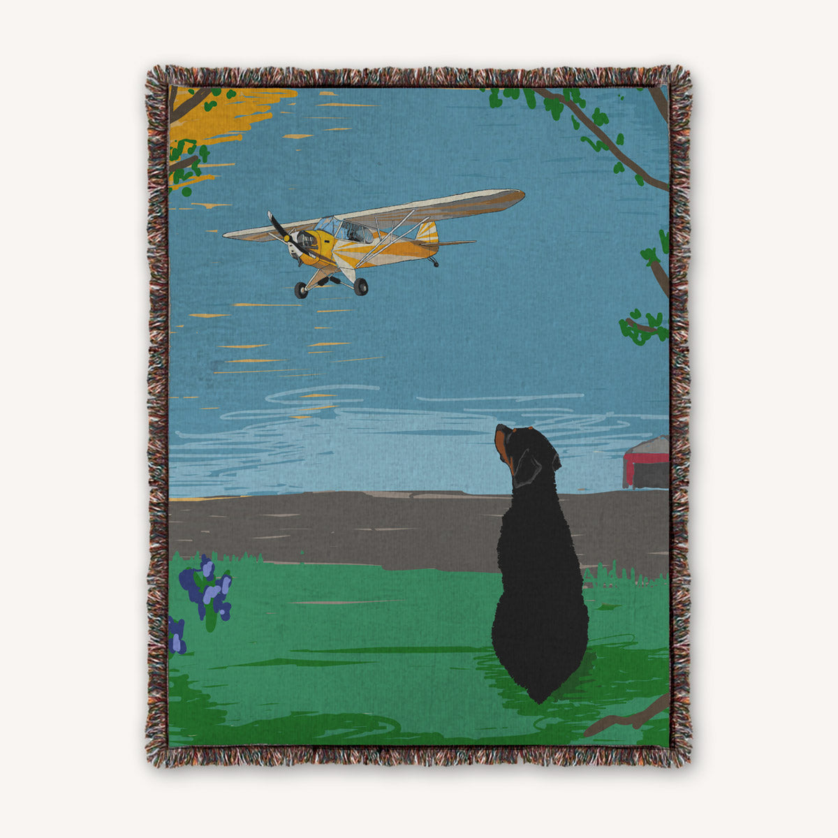 100% Cotton woven throw blanket custom dog or cat custom airplane