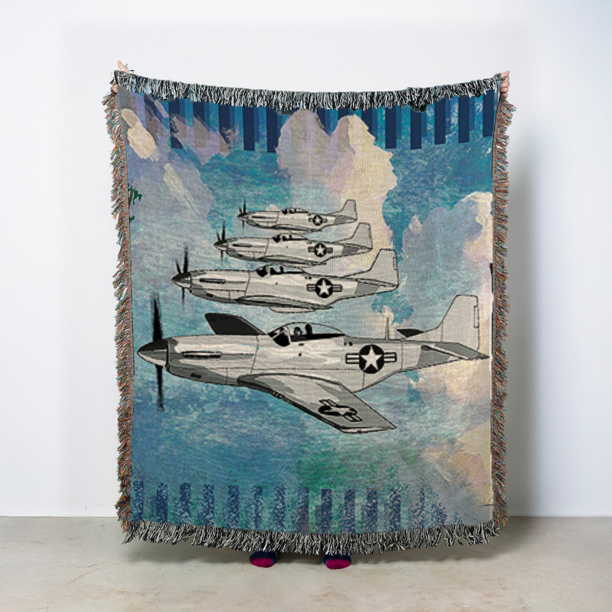Little Friends P51 Mustang  - Woven Throw Blanket