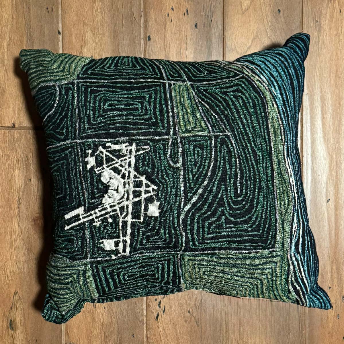 Woven throw pillow with MKE airport diagram