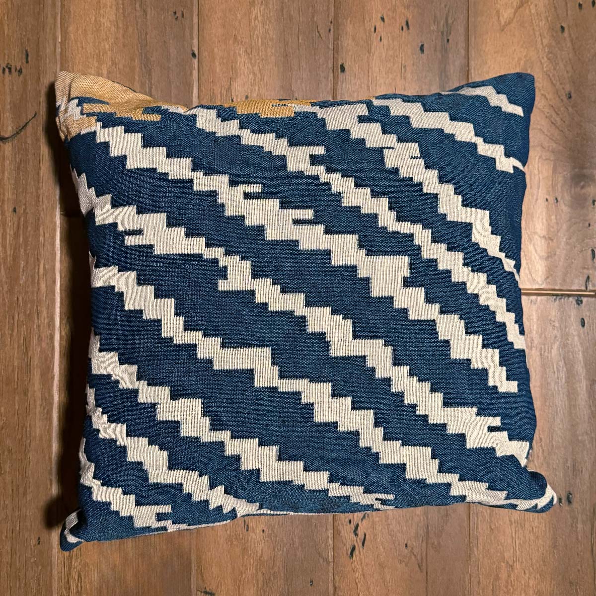 Woven pillow with modern warbird pattern