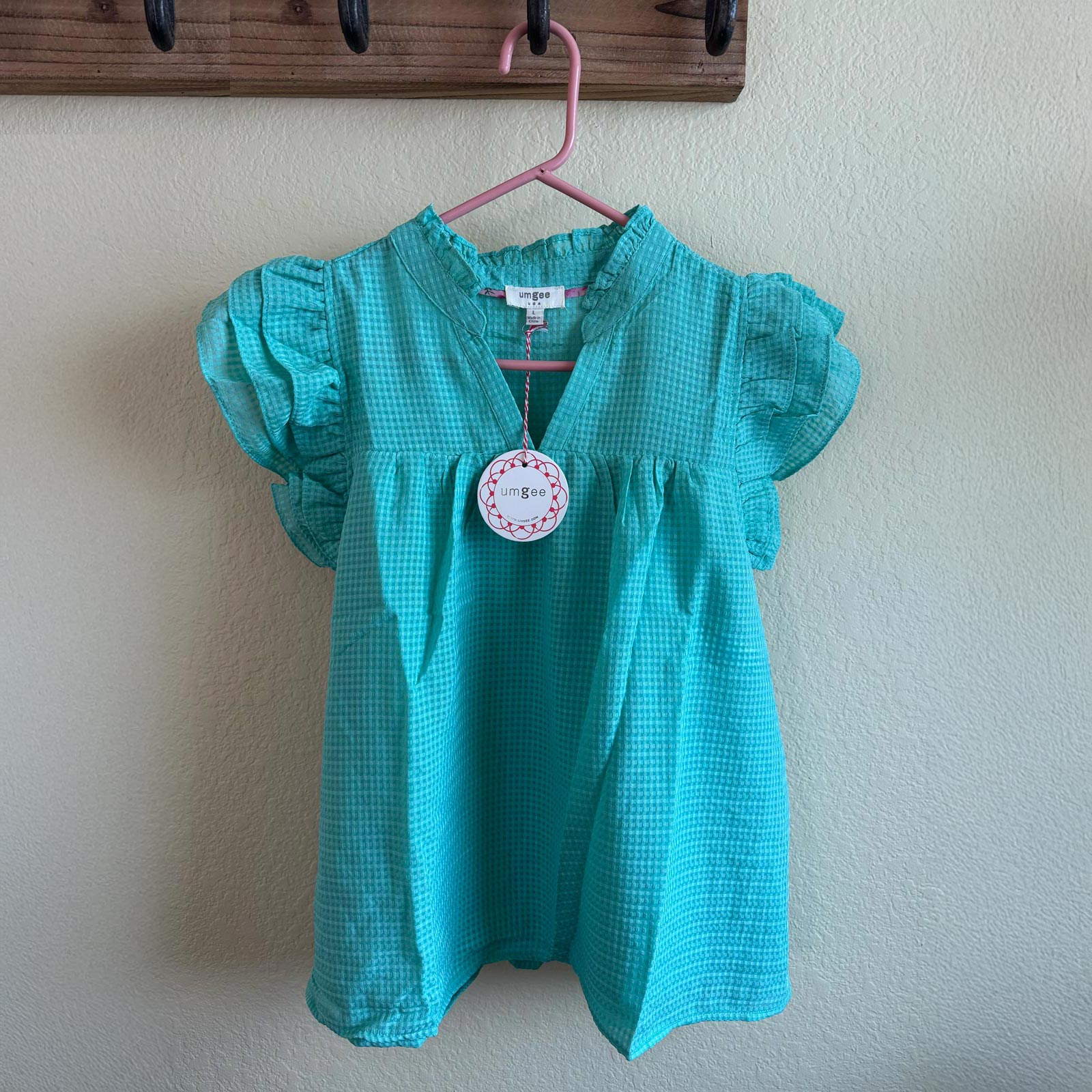 Organza Layered Ruffle Sleeve Split Neck Top by Umgee