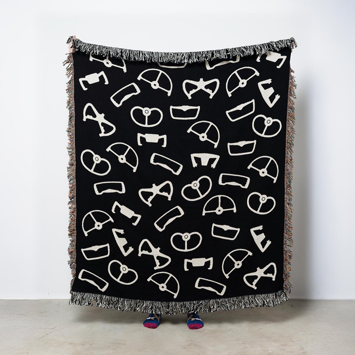 Woven blanket featuring vintage airplane yokes