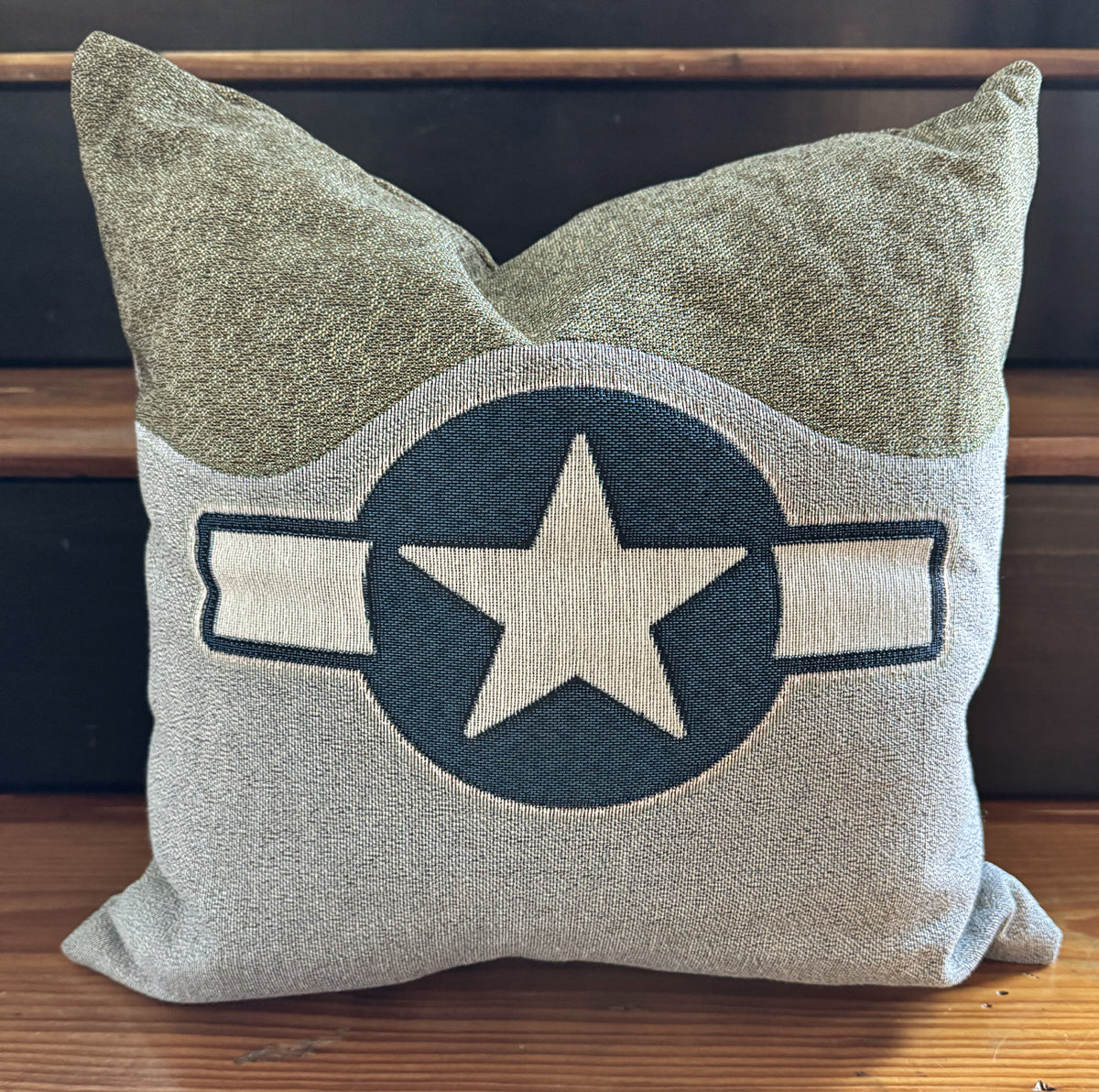 Decorative P-51 Mustang pillow with star emblem